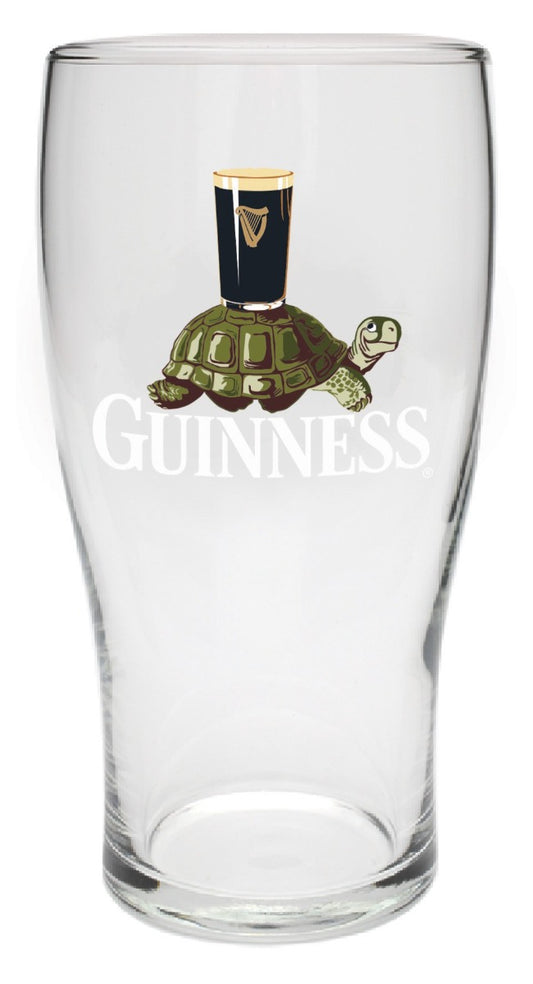 Guinness Tortoise 20oz Pint Glass with a turtle on it.