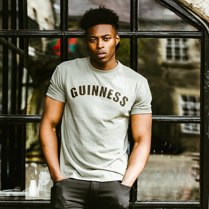 Guinness Green Heathered Bottle Cap Tee in grey.