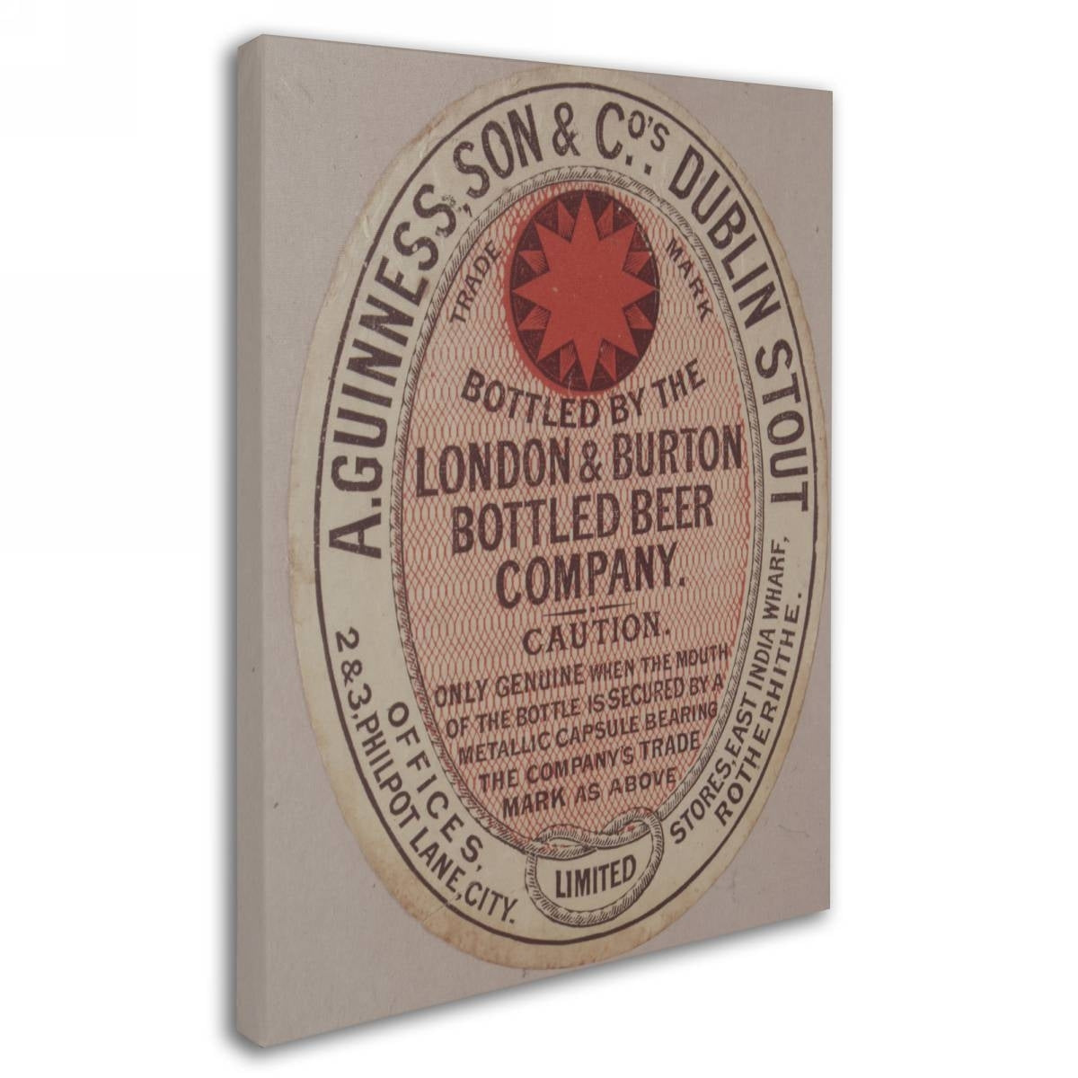 Guinness Brewery 'Guinness & Son & Co's Dublin Stout' Canvas Art