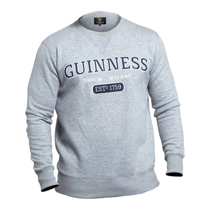 Unisex Guinness Grey Crew Neck Sweatshirt, inspired by the iconic brewery of Dublin, Ireland.