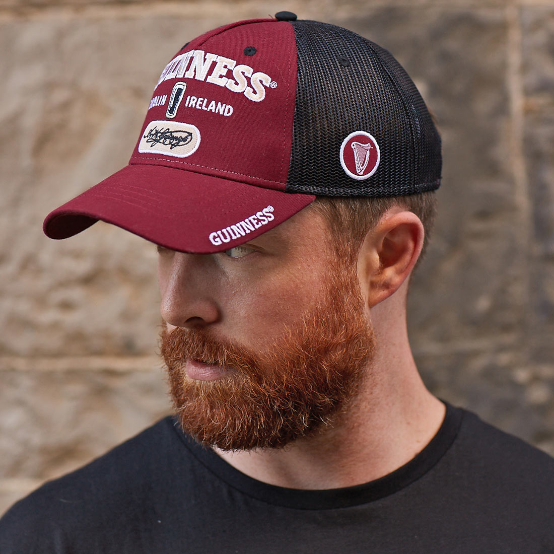 Guinness Signature Burgundy Trucker Mesh Baseball Cap Adjustable