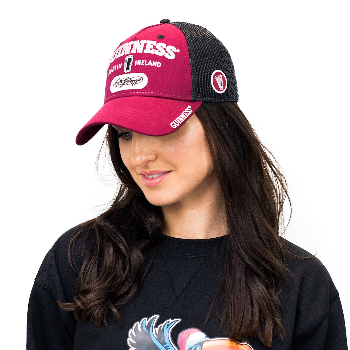 Guinness Signature Burgundy Trucker Mesh Baseball Cap Adjustable