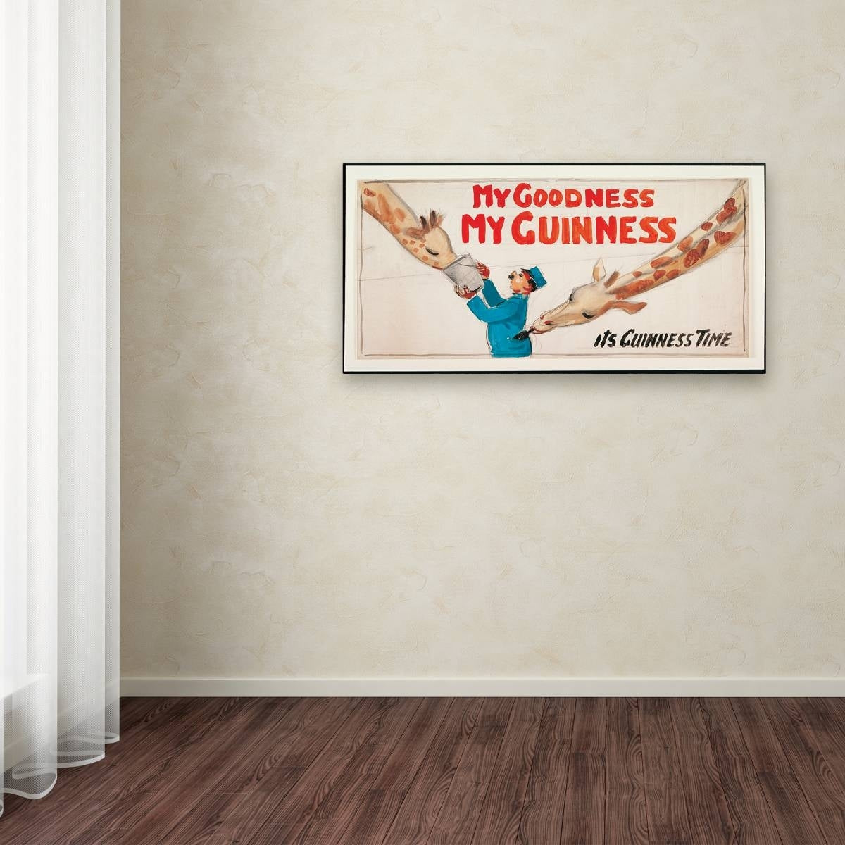 An art piece featuring a Guinness Brewery 'My Goodness My Guinness III' Canvas Art on a wall.