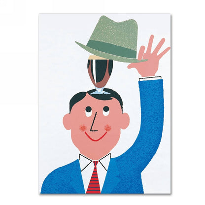 A playful illustration of a man with a hat on his head, perfect for Guinness Brewery 'Guinness XV' Canvas Art.