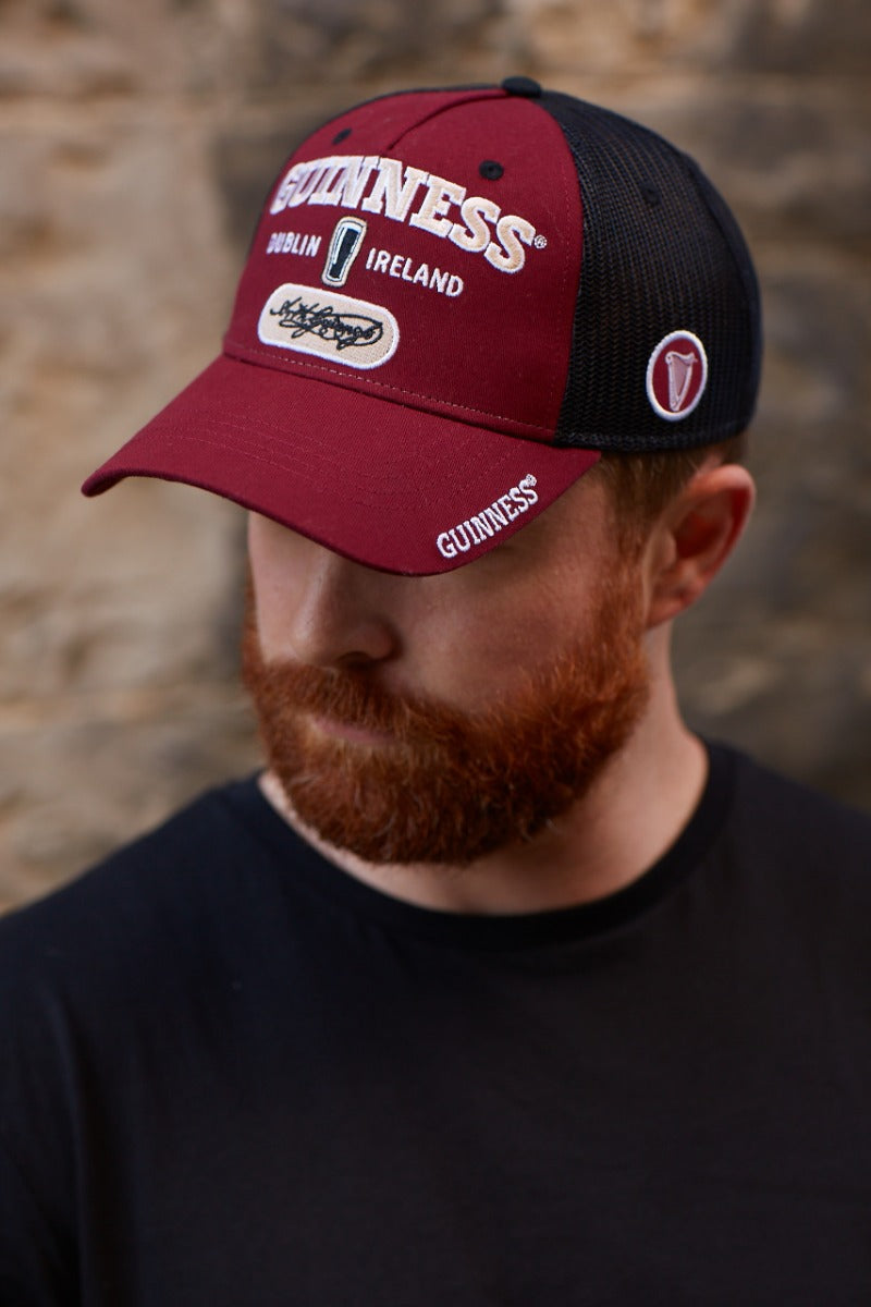 Guinness Signature Burgundy Trucker Mesh Baseball Cap Adjustable