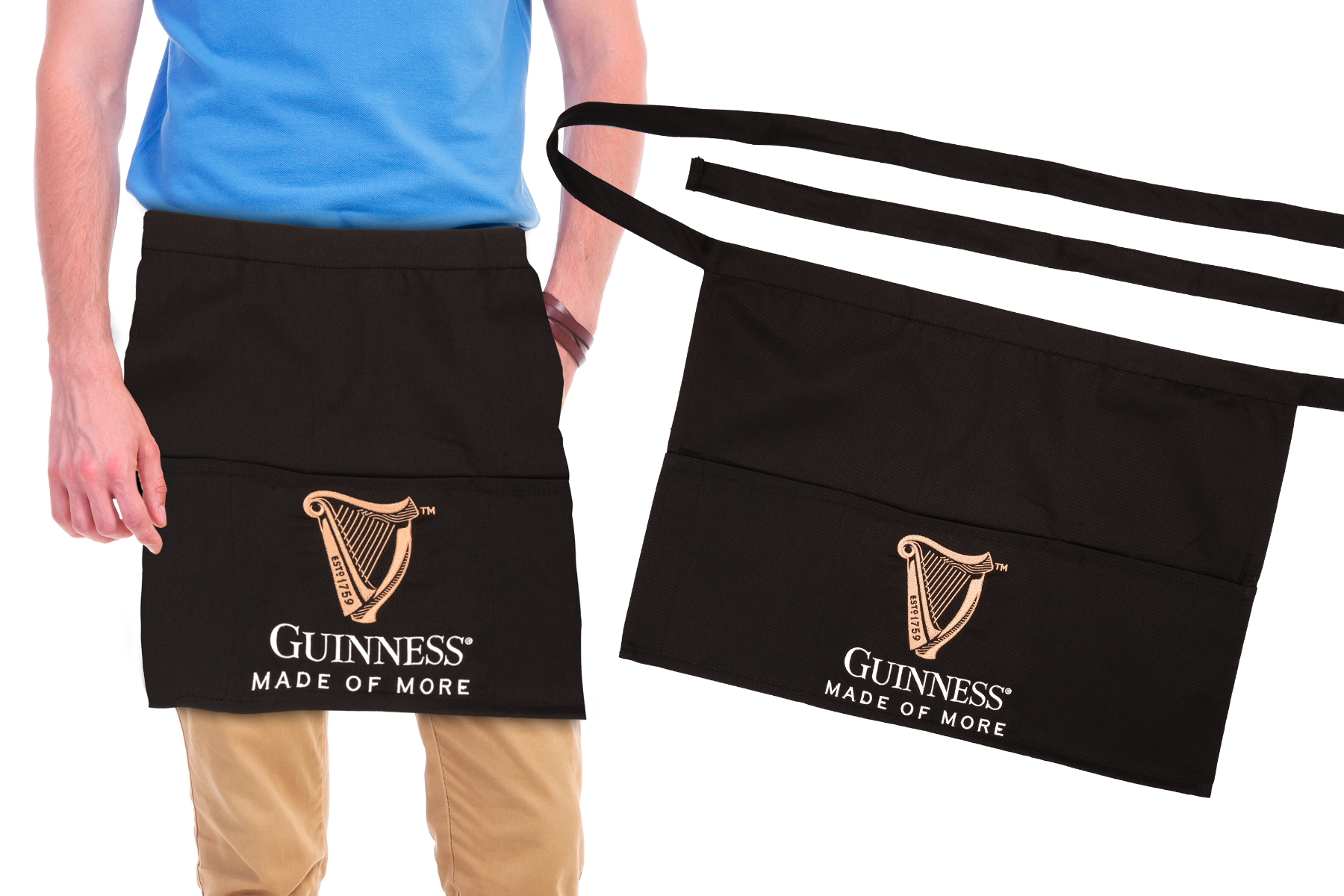 Guinness Half Apron, perfect for BBQ enthusiasts with a prominent Guinness logo.