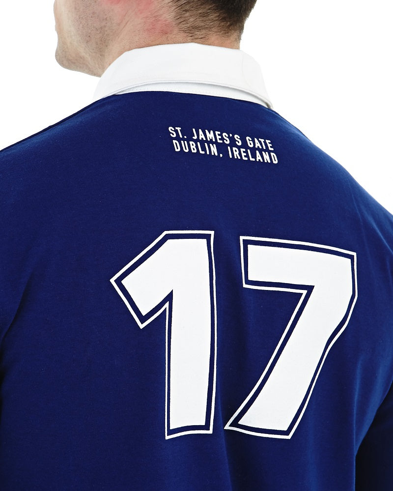 Guinness® Men's Blue Short Sleeve Rugby Shirt with Red Guinness® Logo