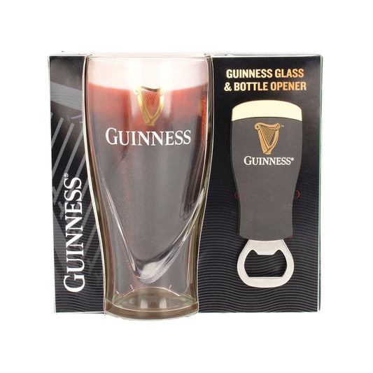 This description features a Guinness Embossed 540Ml Glass & Pint PVC Opener Set.