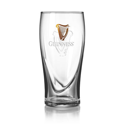 An embossed Guinness Pint Glass 4 Pack on a white background.
