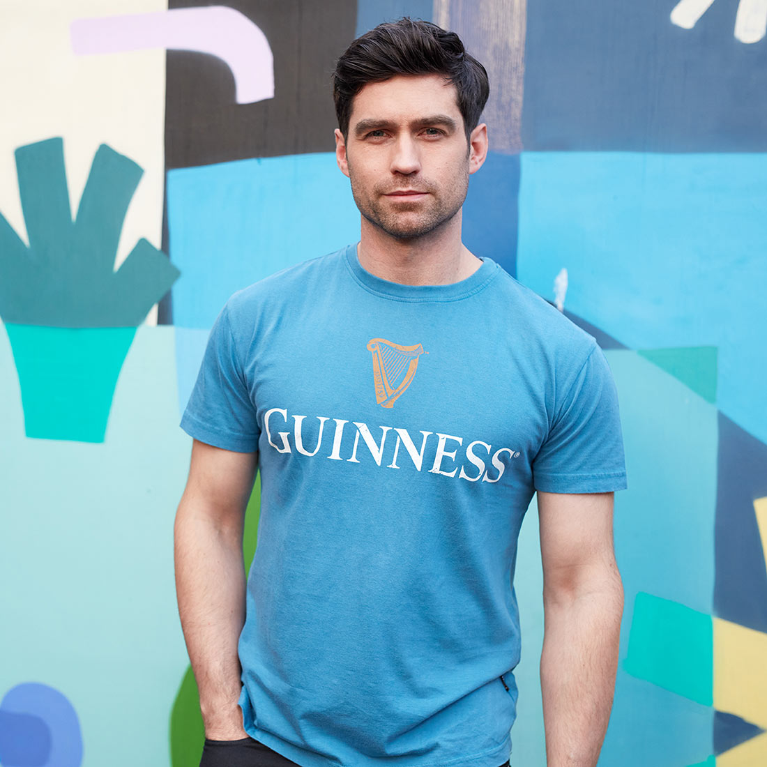 This Guinness Trademark Label T-Shirt Blue is available for men.