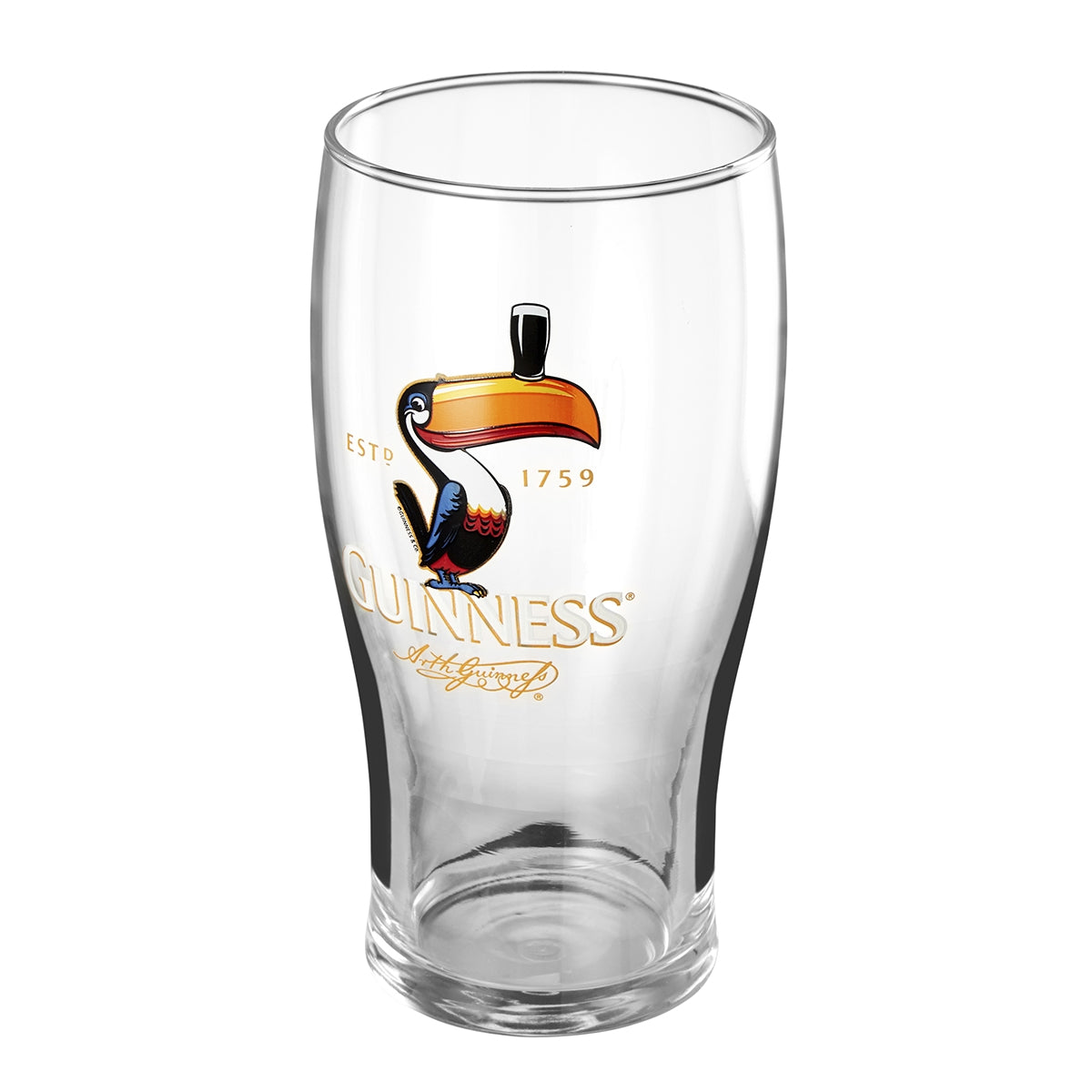 Official Guinness Toucan Pint Glass 12 Pack with an image of a toucan.