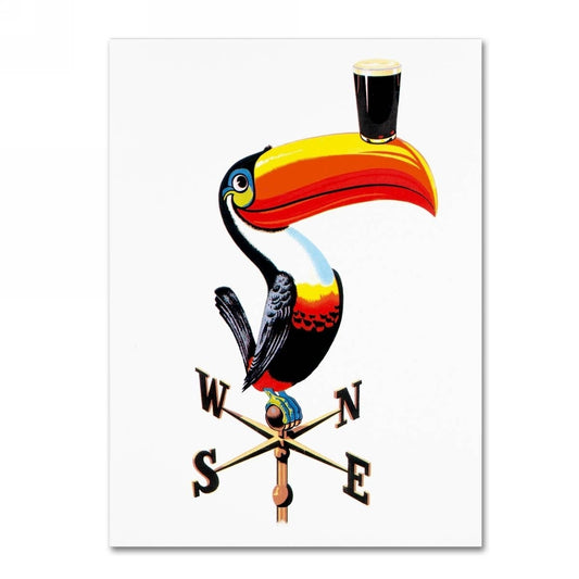 A Guinness Brewery 'Guinness V' toucan on a Guinness canvas art print.