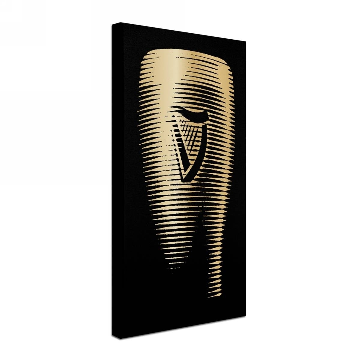 A Guinness Brewery 'Guinness VII' glass on a black canvas, creating timeless charm in wall Guinness canvas art.