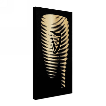 A Guinness Brewery 'Guinness VII' glass on a black canvas, creating timeless charm in wall Guinness canvas art.