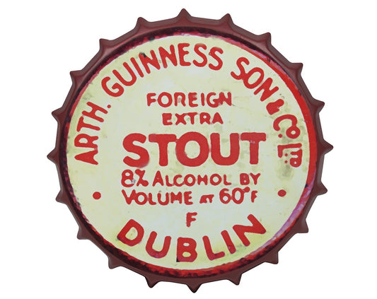 Vintage Metal Guinness Red Bottle Cap Wall Art