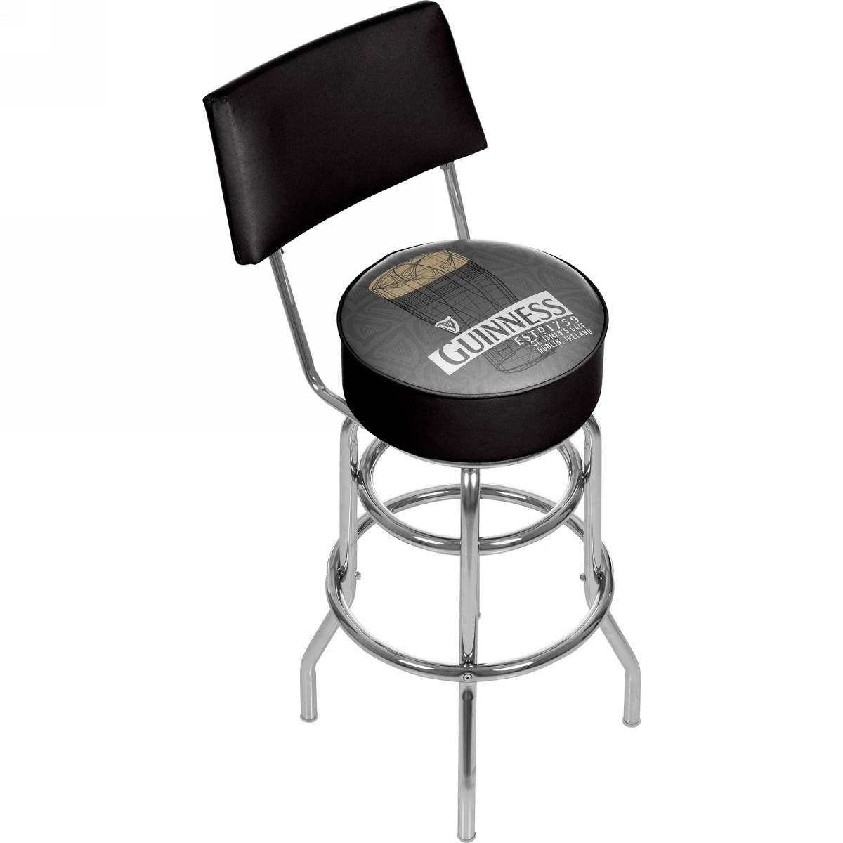 Guinness Swivel Bar Stool with Back - Line Art Pint