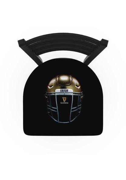 A black laptop bag featuring a Guinness Notre Dame Helmet Swivel Bar Stool with Ladder Back.
