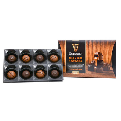 A gift box filled with delicious Guinness Milk & Dark Chocolates 90g.