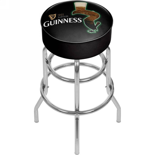 A Guinness Padded Swivel Bar Stool - Feathering with a shamrock on it.