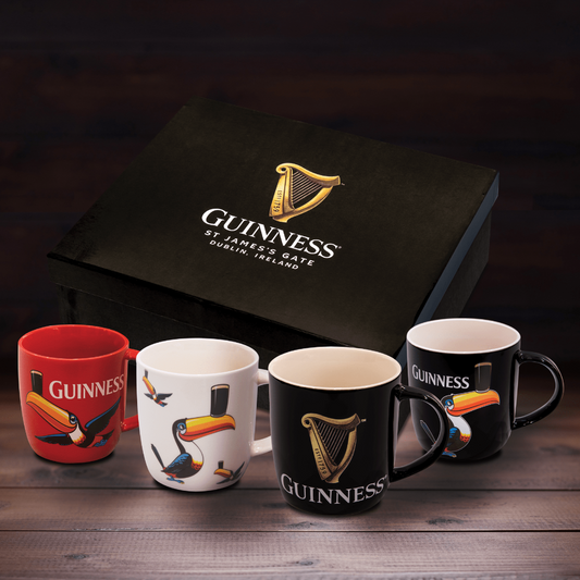Four Guinness Toucan Mug Sets in a gift box.
