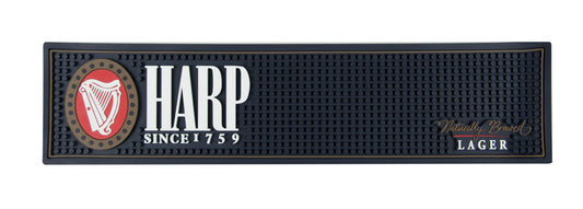 Spillage-free Guinness Harp PVC Signature Label Bar Mat perfect for any home bar.