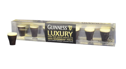 Luxury Guinness Luxury Chocolate Mini Pints accompanied by delectable Lir Chocolates.