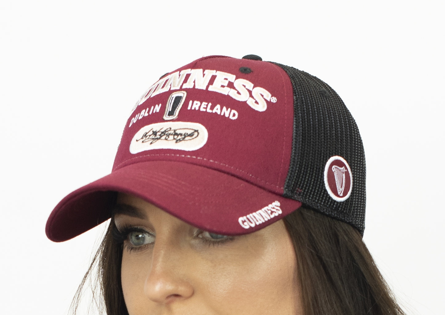 Guinness Signature Burgundy Trucker Mesh Baseball Cap Adjustable