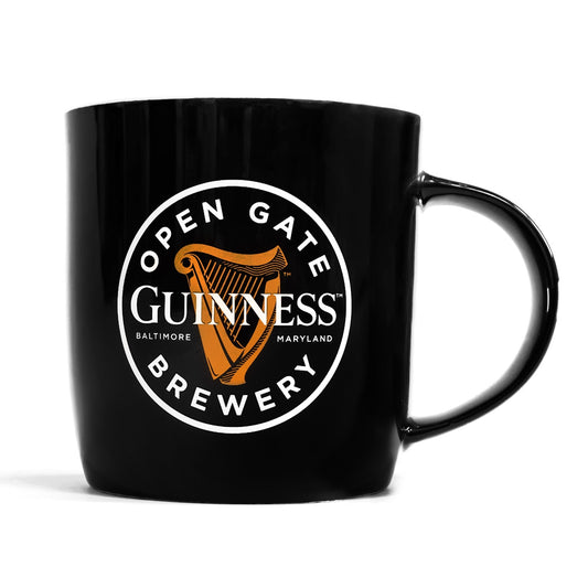 Authentic Guinness Open Gate Brewery Black Ceramic Mug.