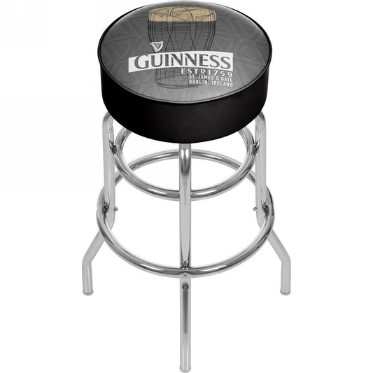 Guinness Padded Swivel Bar Stool with a chrome finish.