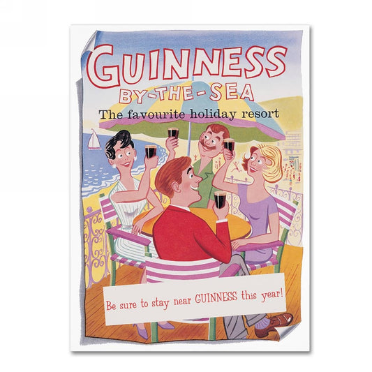 Vintage seaside Guinness Brewery 'Guinness By The Sea' Canvas Art.
