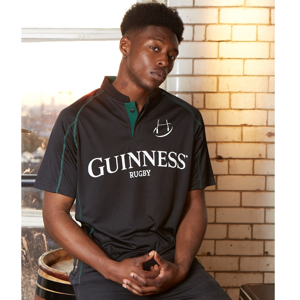 Guinness Black & Green Short Sleeve Rugby Jersey in Ireland.