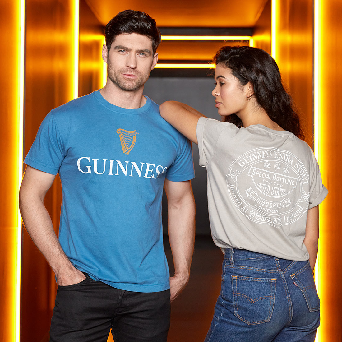 Guinness Trademark Label T-Shirt Blue men's.