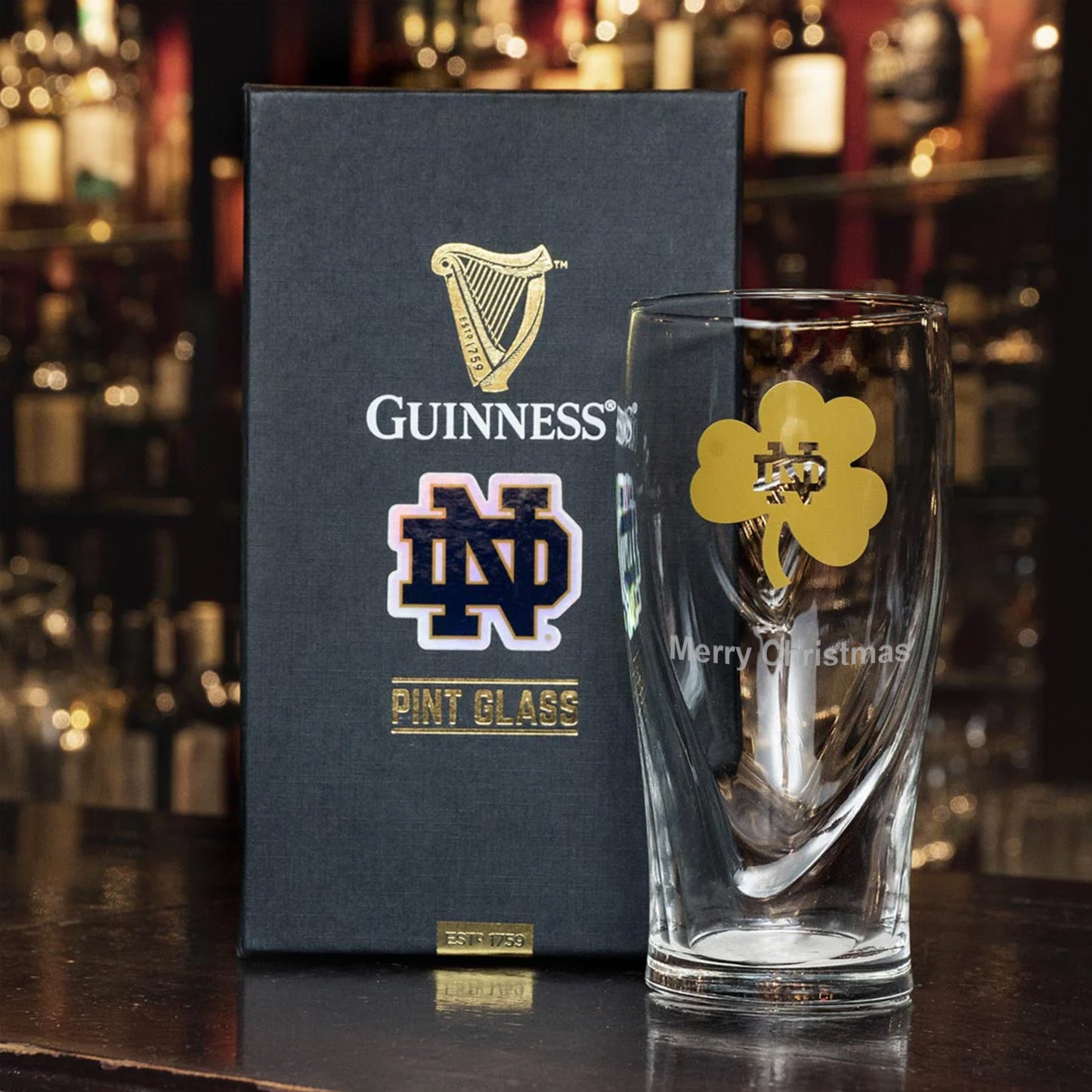 Notre Dame Guinness Shamrock 16oz Pint Glass