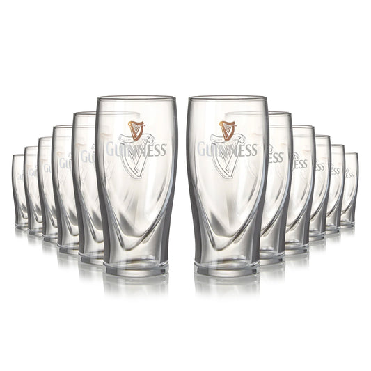 12 Pack of Guinness Half Pint Glasses on a white background.