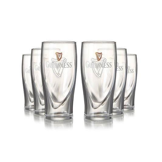 Six Guinness Half Pint Glass 6 Pack on a white background, perfect for a 6 pack.