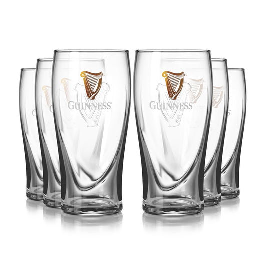 Six Guinness Pint Glass 6 packs on a white background.