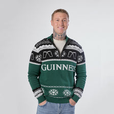 Guinness Holiday Quarter Zip Sweater - Green & Black