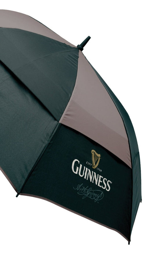 This description features the Guinness® Golf Umbrella, a windproof accessory perfect for golfers.