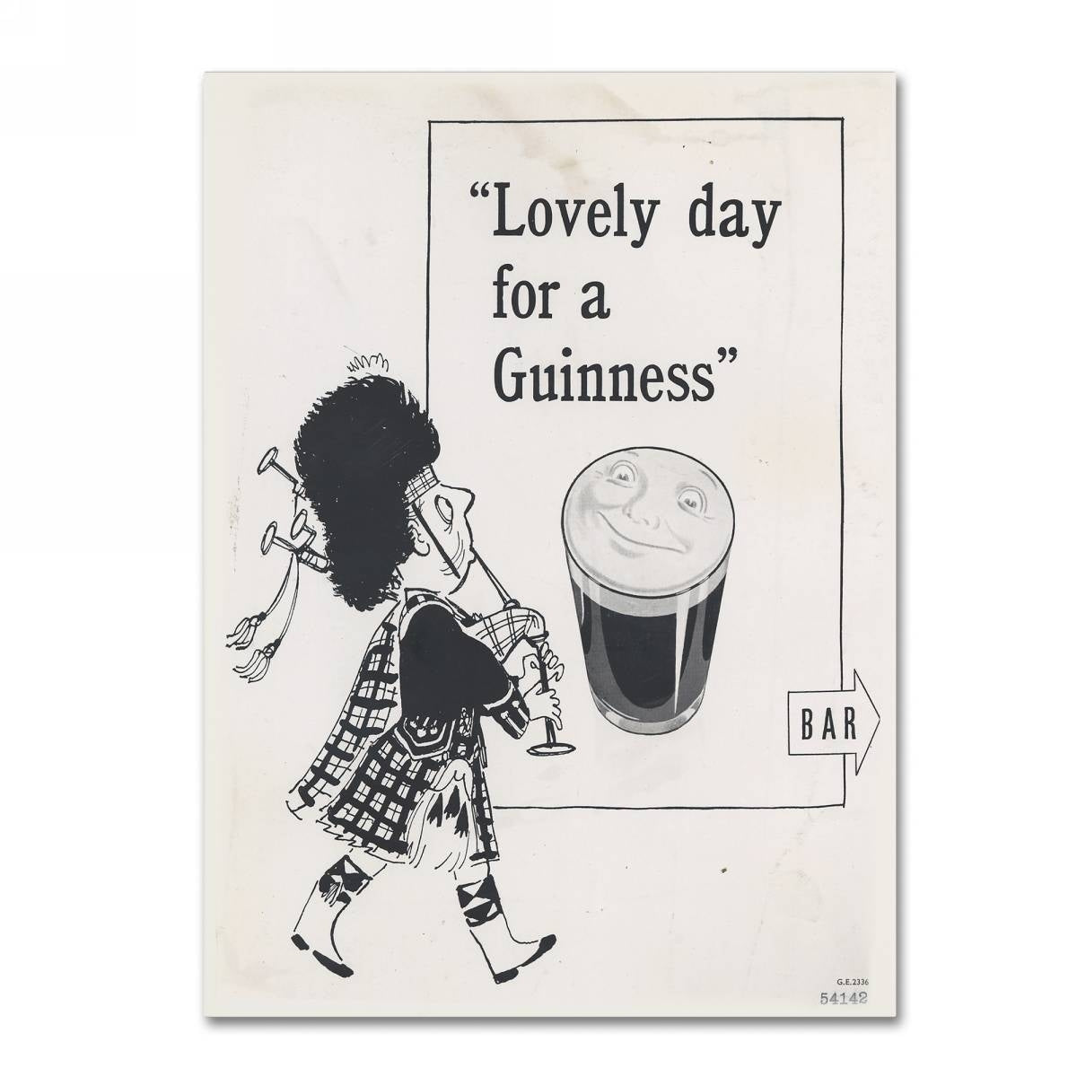 Beer Pint Glass - Guinness Draught - Lovely day For A Guinness