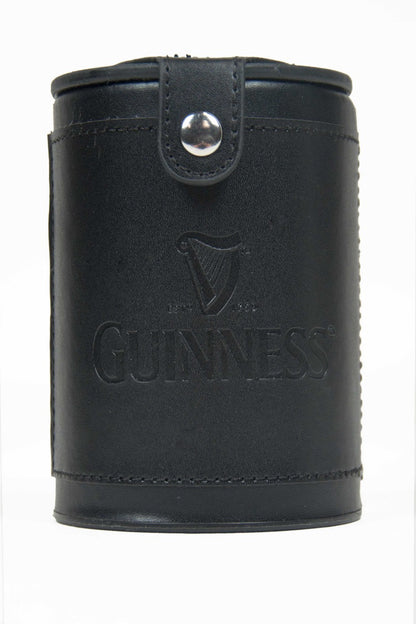 Guinness® Dice Cup Set black leather cuff for a stylish game night ensemble.