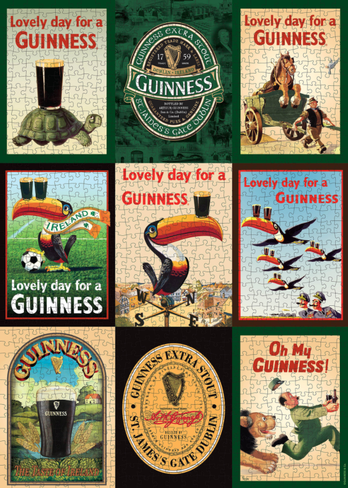 Introducing a unique Guinness 9 Image Jigsaw Puzzle | 1000 Pieces, celebrating the iconic "day of the Guinness.
