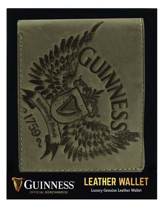 Genuine leather Guinness® Wings Leather Wallet with an eagle on it.