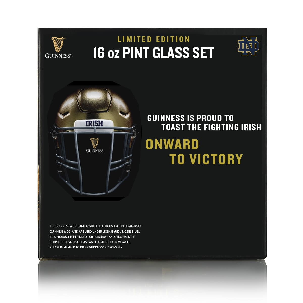 Notre Dame Guinness 16oz Pint Glass 2 Pack