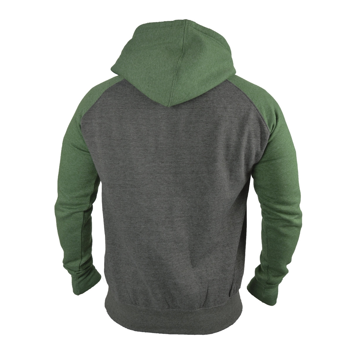 The back view of a man in a Guinness Grey and Green Hoodie from Guinness.