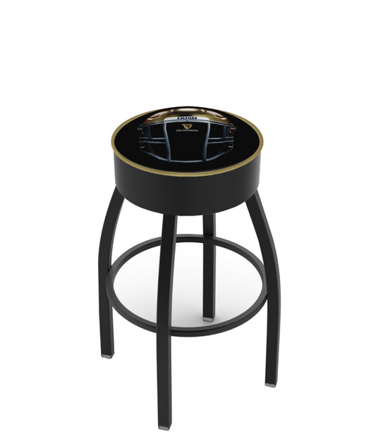 A Notre Dame Helmet Swivel Bar Stool with Gold Trim by Guinness, incorporating elements of gold trim.