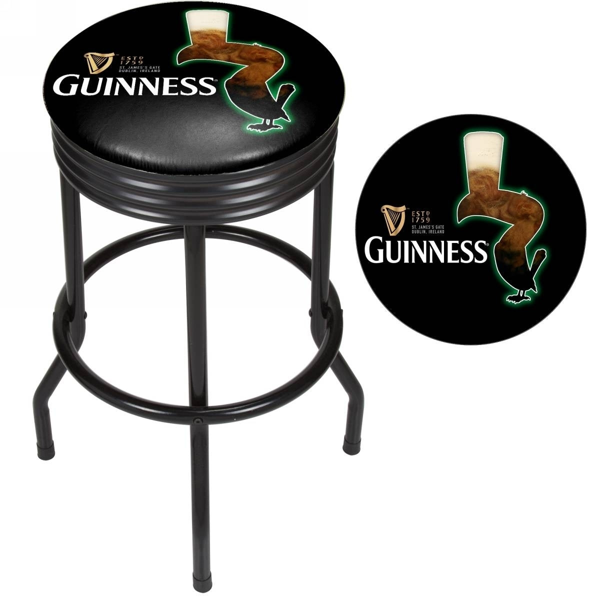 Guinness Black Ribbed Bar Stool - Feathering