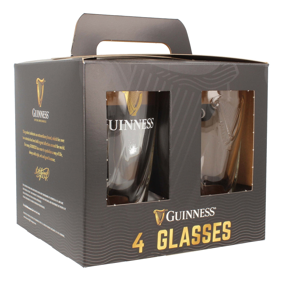 Guinness Pint Glass 4 Pack in a gift box.