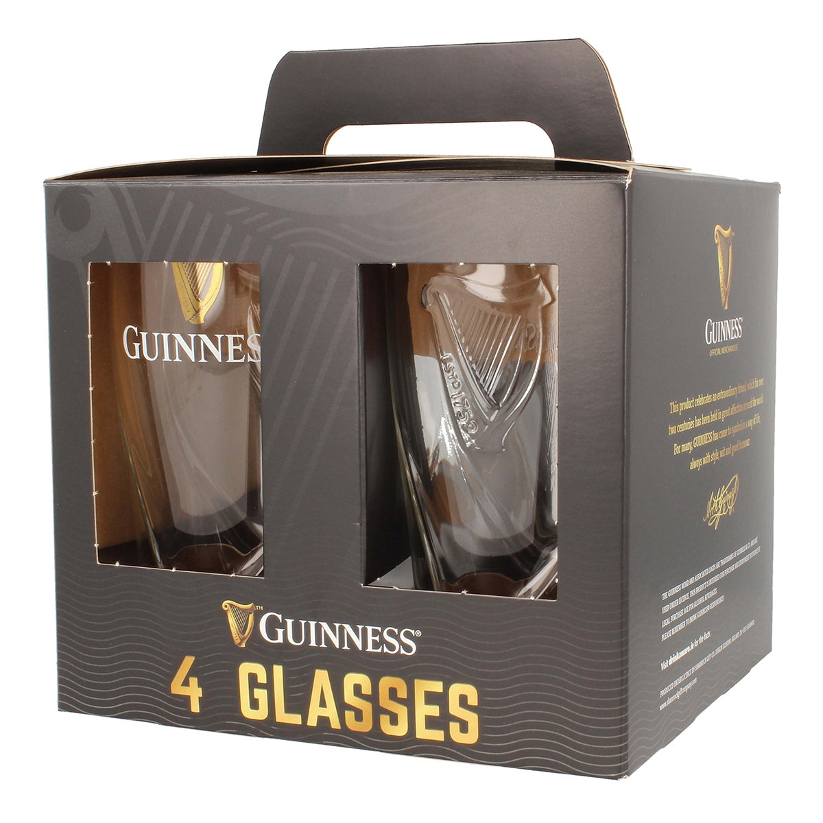 A gift box with the Guinness Pint Glass 4 Pack of Guinness.