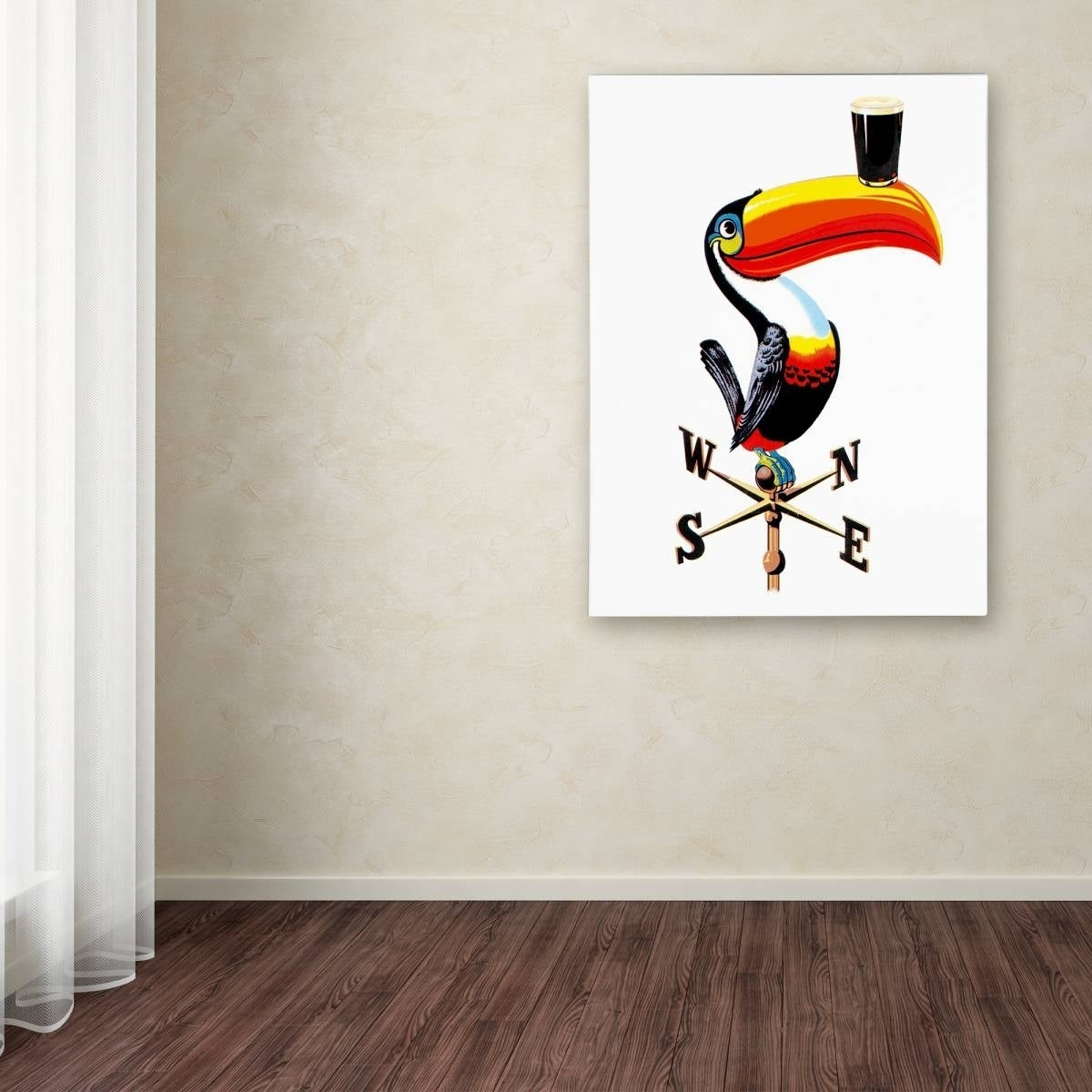 A Guinness Brewery 'Guinness V' Canvas Art print of a toucan on a wall.
