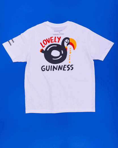A lovely FATTI BURKE "LOVELY DAY FOR A GUINNESS" TOUCAN WHITE TEE, perfect for the summer. (Brand: Guinness)